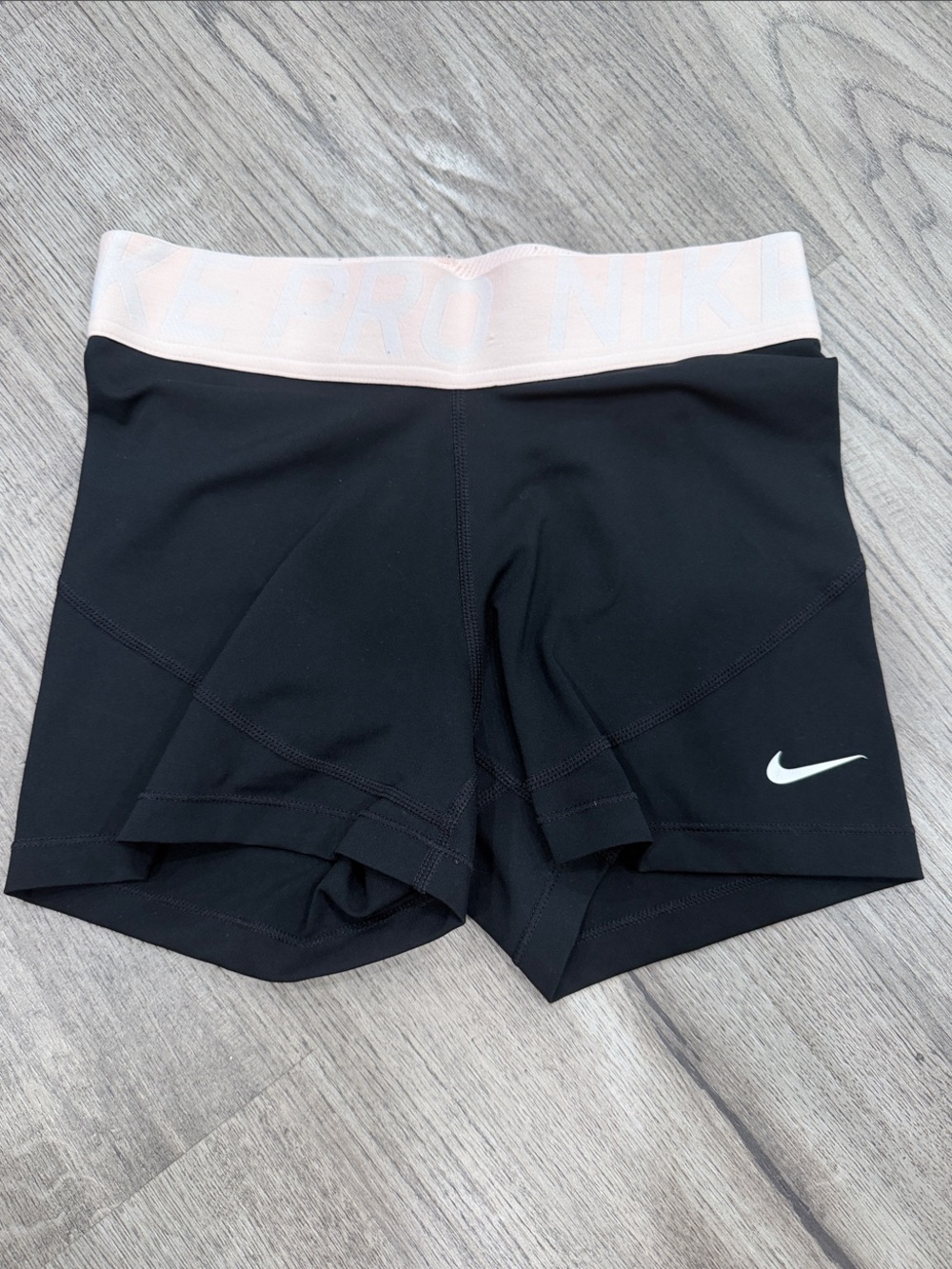 Nike Black Bike Shorts with Pale Pink Waistband